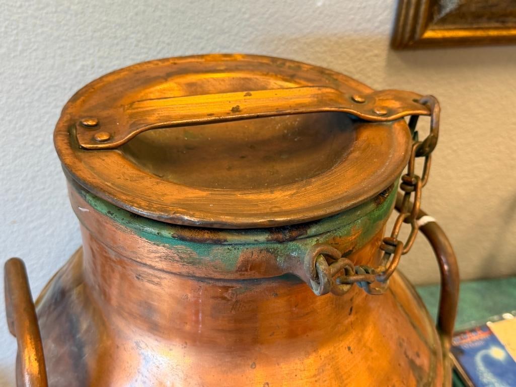 VINTAGE COPPER 40QT MILK CAN MARKED TBC AND DAIRY COMPANY - 8
