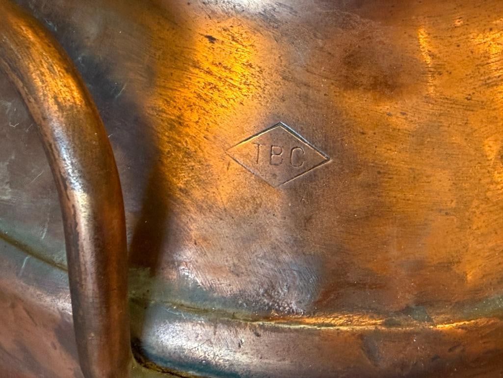 VINTAGE COPPER 40QT MILK CAN MARKED TBC AND DAIRY COMPANY - 9