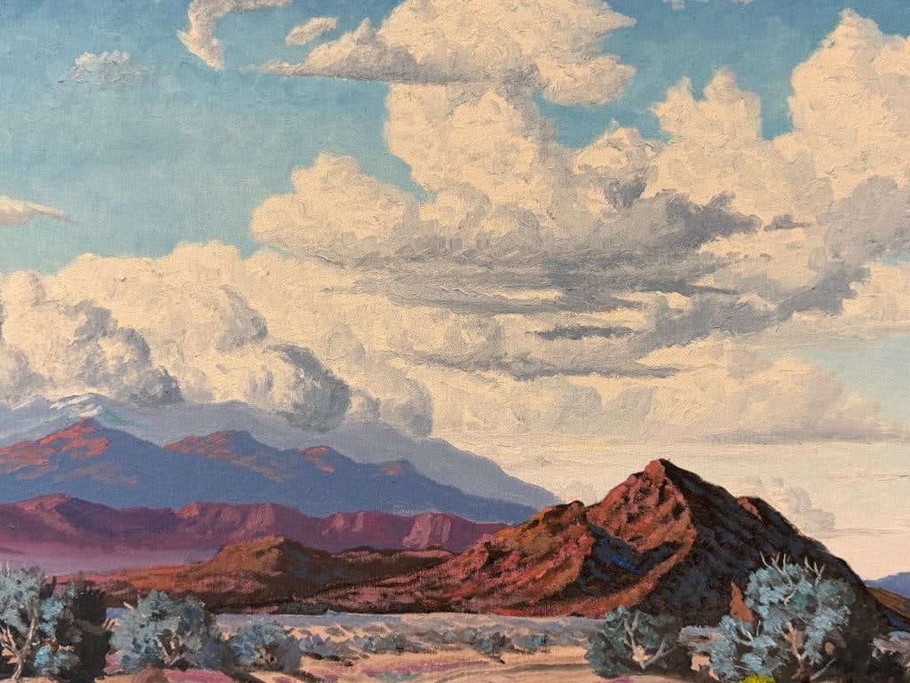 GEORGE CARTER PROLIFIC NEVADA ARTIST ORIGINAL OIL ON CANVAS ROAD TO NO WHERE LANDSCAPE - 3