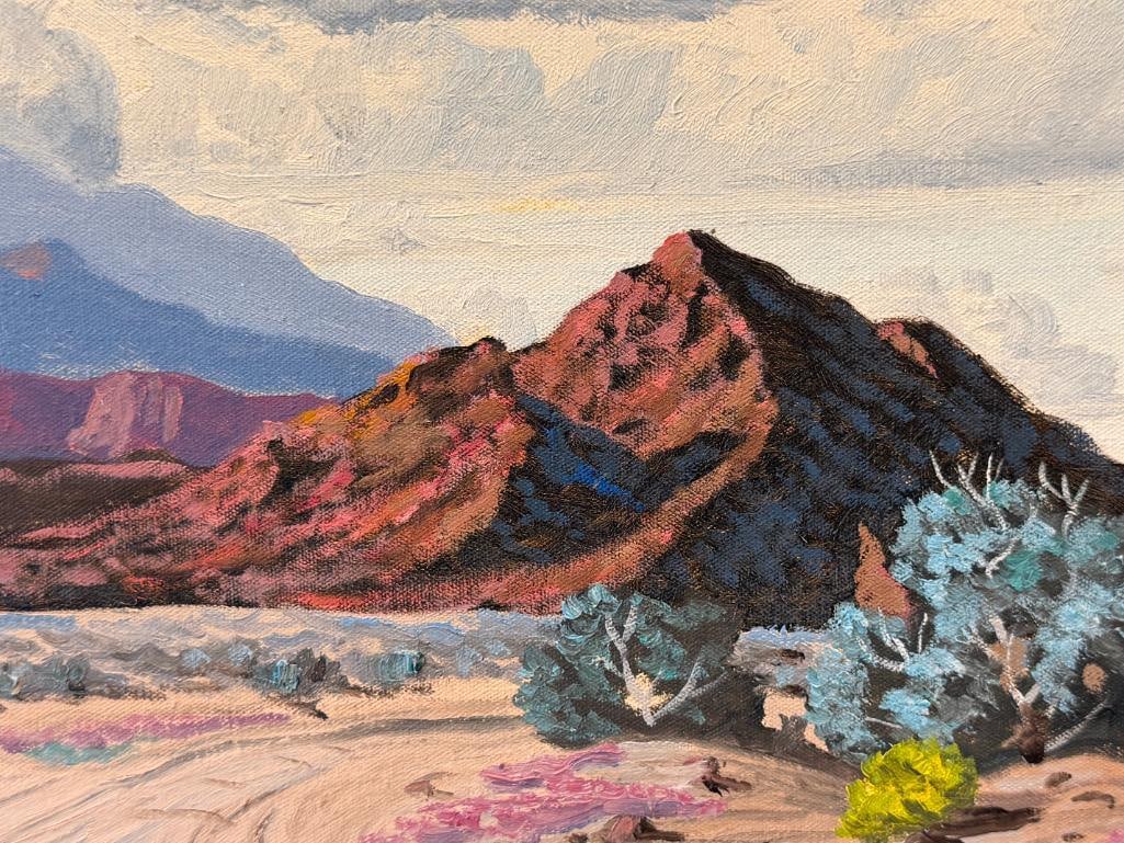 GEORGE CARTER PROLIFIC NEVADA ARTIST ORIGINAL OIL ON CANVAS ROAD TO NO WHERE LANDSCAPE - 4