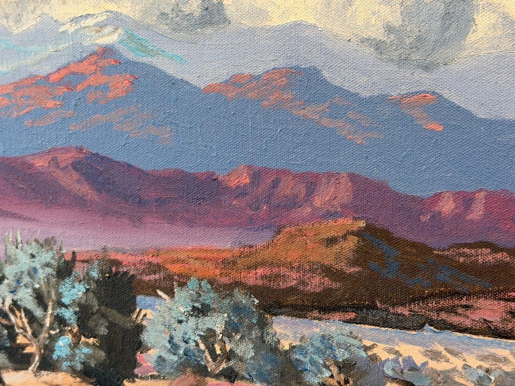 GEORGE CARTER PROLIFIC NEVADA ARTIST ORIGINAL OIL ON CANVAS ROAD TO NO WHERE LANDSCAPE - 5