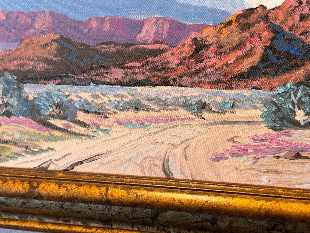 GEORGE CARTER PROLIFIC NEVADA ARTIST ORIGINAL OIL ON CANVAS ROAD TO NO WHERE LANDSCAPE - 7