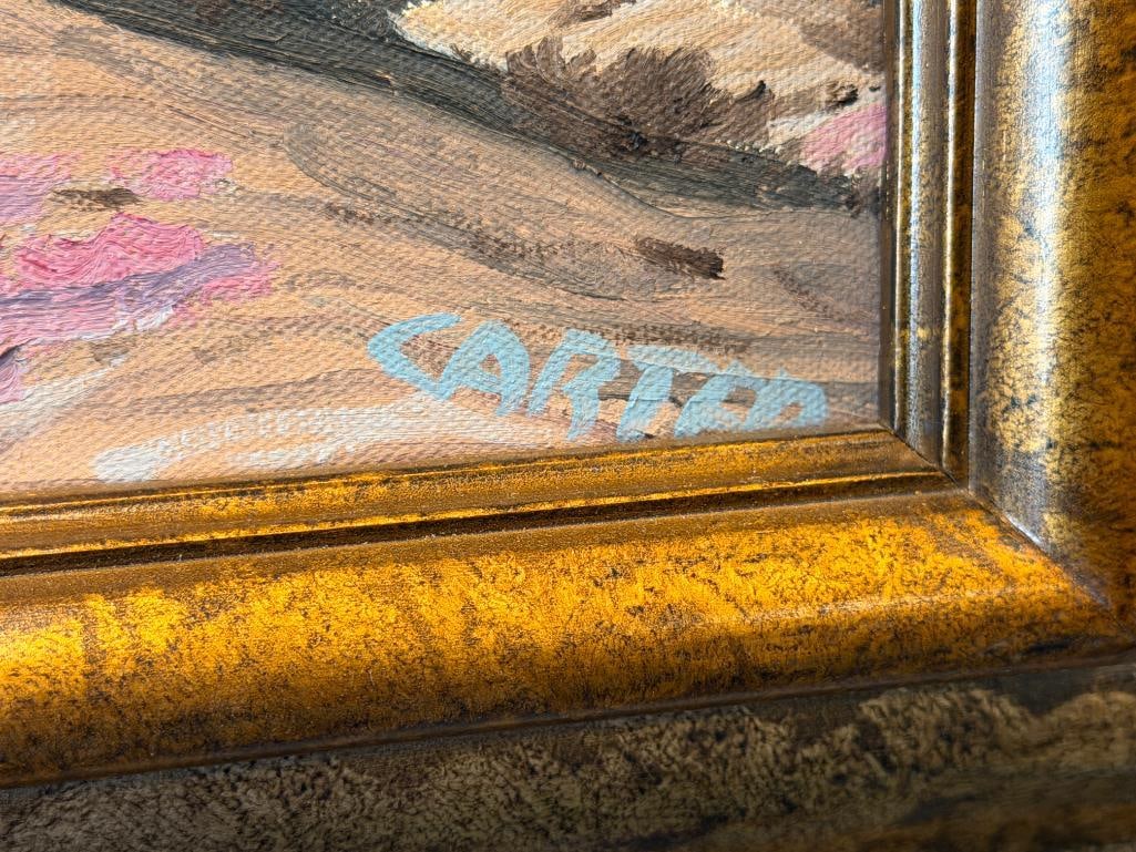 GEORGE CARTER PROLIFIC NEVADA ARTIST ORIGINAL OIL ON CANVAS ROAD TO NO WHERE LANDSCAPE - 8