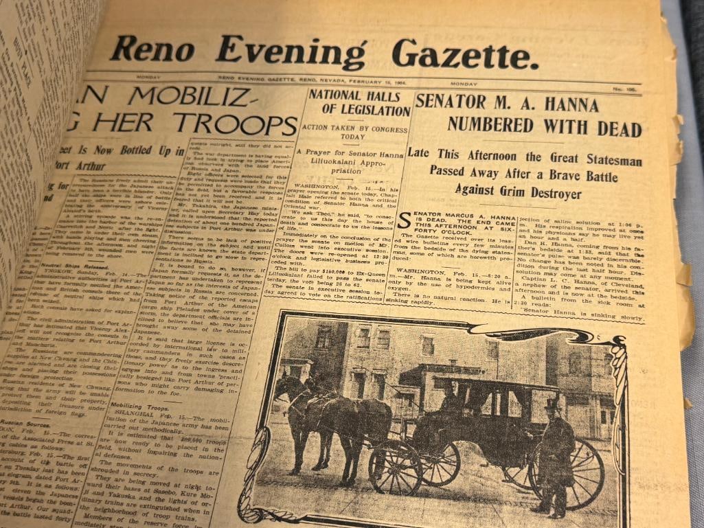 RENO GAZZETTE JOURNAL RENO, NV BOUND NEWS PAPERS FEB 1904 - JUNE 1904 - 11
