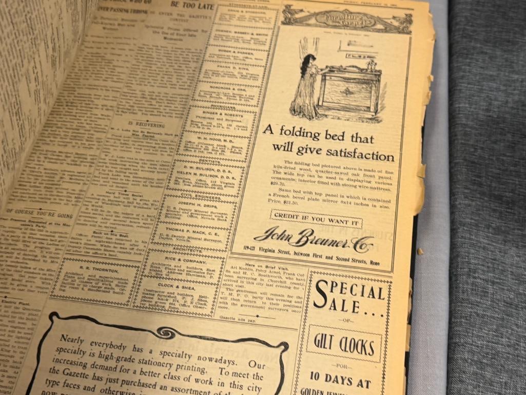 RENO GAZZETTE JOURNAL RENO, NV BOUND NEWS PAPERS FEB 1904 - JUNE 1904 - 9