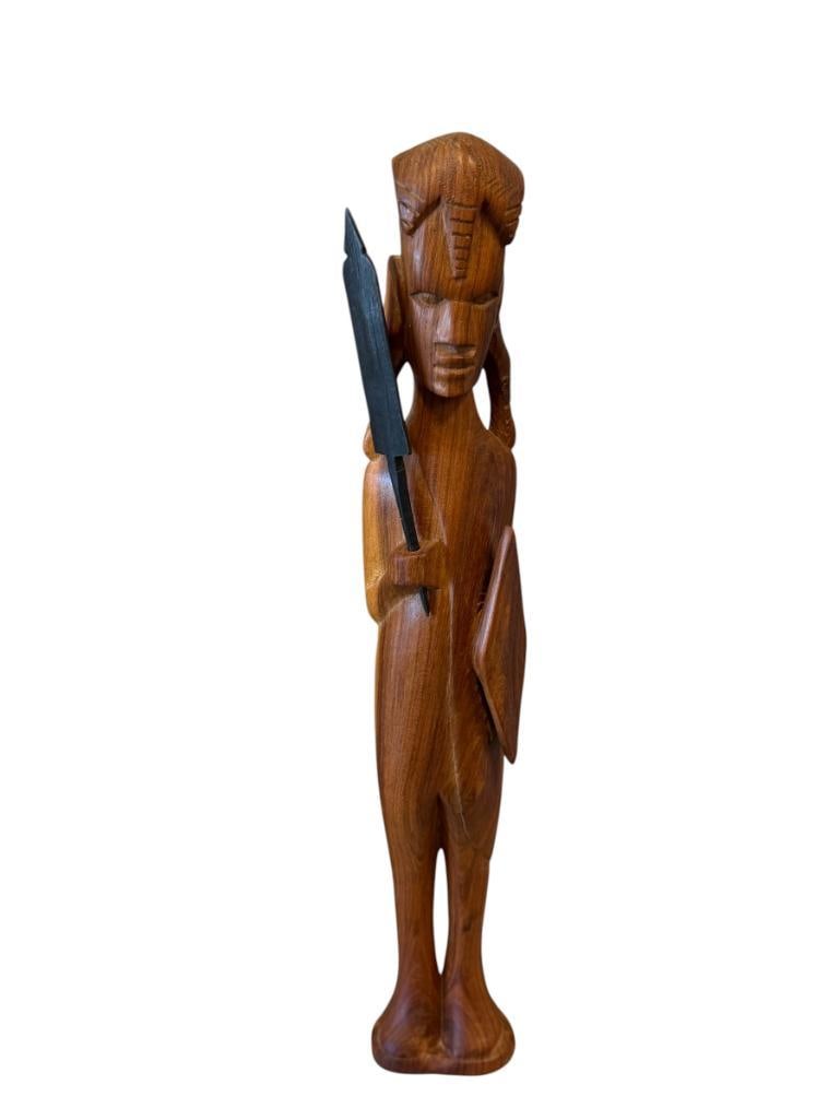 VINTAGE HAND CARVED WOOD AFRICAN TRIBAL STATUE FIGURE KENYAN FOLK ART (1 of 9)