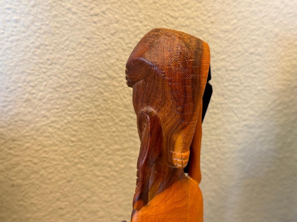VINTAGE HAND CARVED WOOD AFRICAN TRIBAL STATUE FIGURE KENYAN FOLK ART - 6