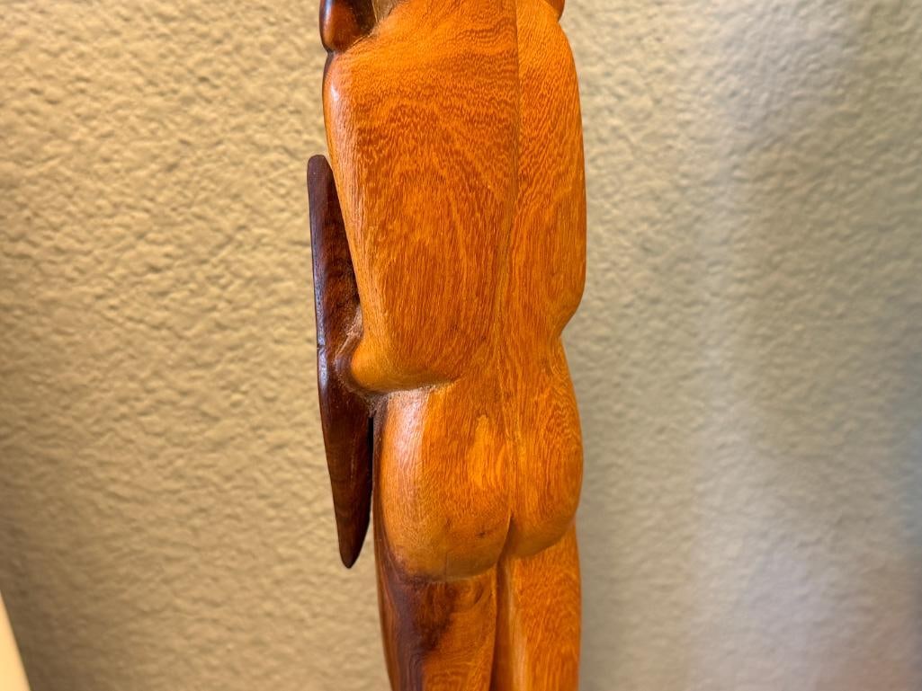 VINTAGE HAND CARVED WOOD AFRICAN TRIBAL STATUE FIGURE KENYAN FOLK ART - 7