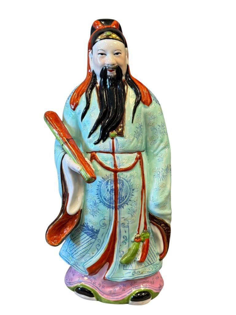 CHINESE PORCELAIN FIGURE REPRESENTING LU XING ON EOF THREE STAR GODS (1 of 10)