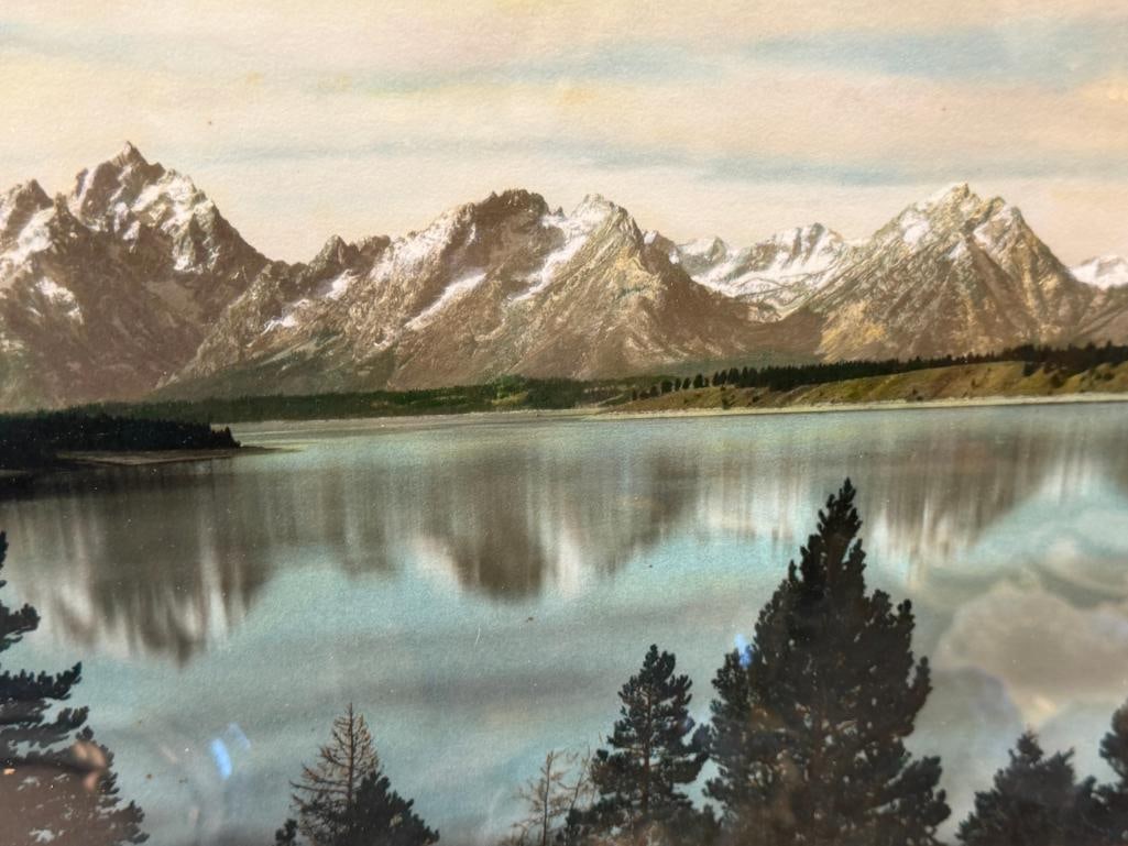 HARRISON R. CRANDALL AMERICAN PHOTOGRAPHER VINTAGE HAND COLORED PHOTOGRAPH GRAND TETONS NATL. PARK - 3