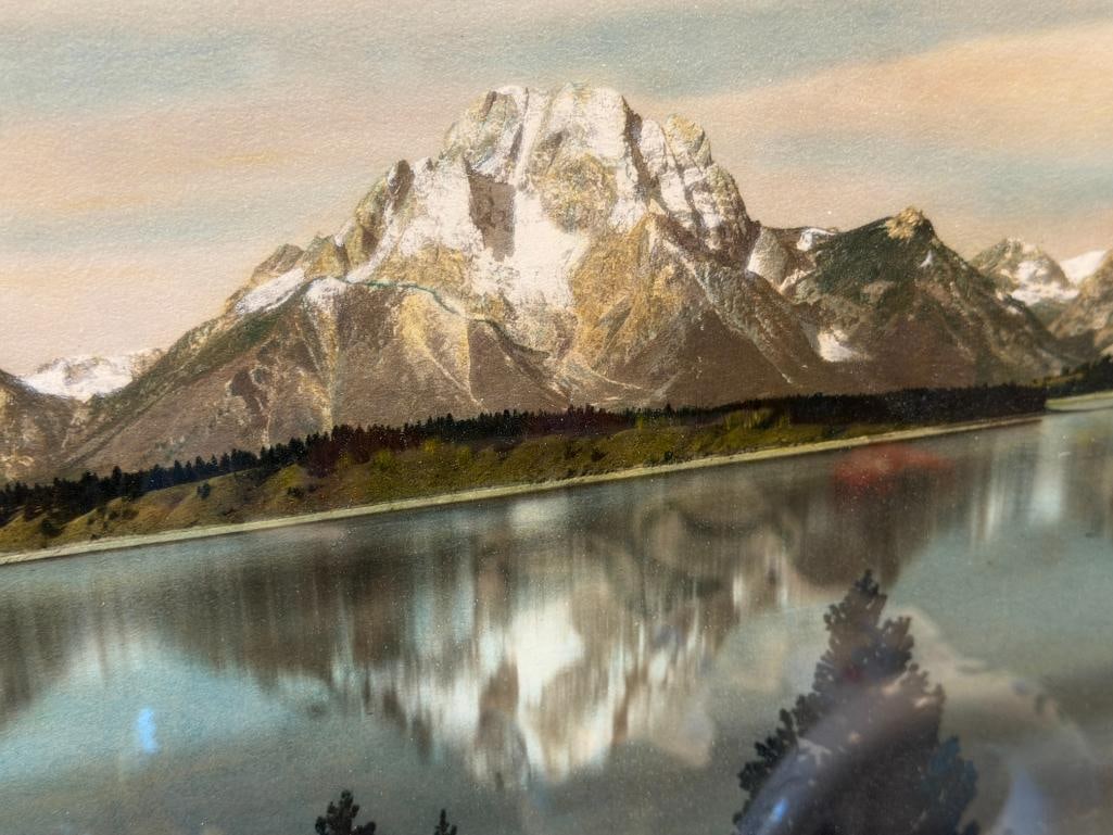 HARRISON R. CRANDALL AMERICAN PHOTOGRAPHER VINTAGE HAND COLORED PHOTOGRAPH GRAND TETONS NATL. PARK - 4