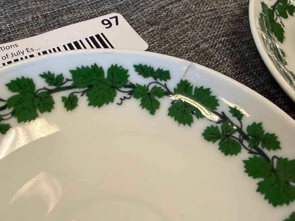 VINTAGE MEISSEN PORCELAIN DEMIS AND SAUCERS GREEN VINE PATTERN MADE IN GERMANY - 5