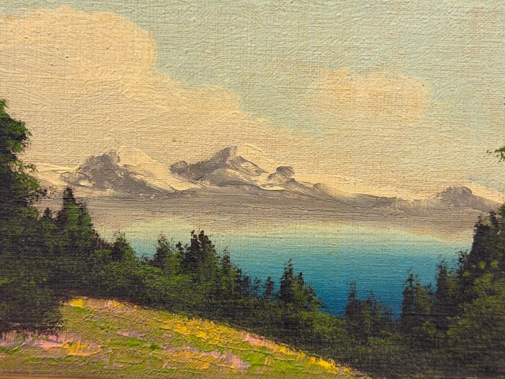 GEOFFREY E. MORTBY 20TH CENTURY AMERICAN ARTIST ORIGINAL MINIATURE OIL PAINTING ON CANVAS BOARD - 3