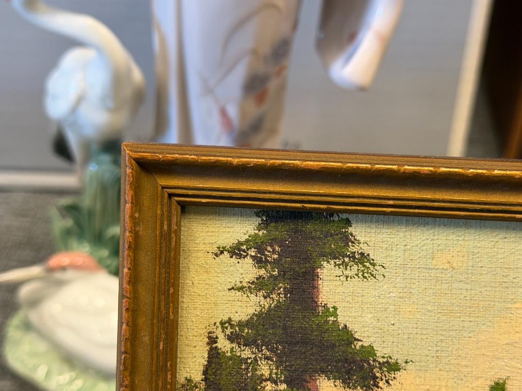 GEOFFREY E. MORTBY 20TH CENTURY AMERICAN ARTIST ORIGINAL MINIATURE OIL PAINTING ON CANVAS BOARD - 5