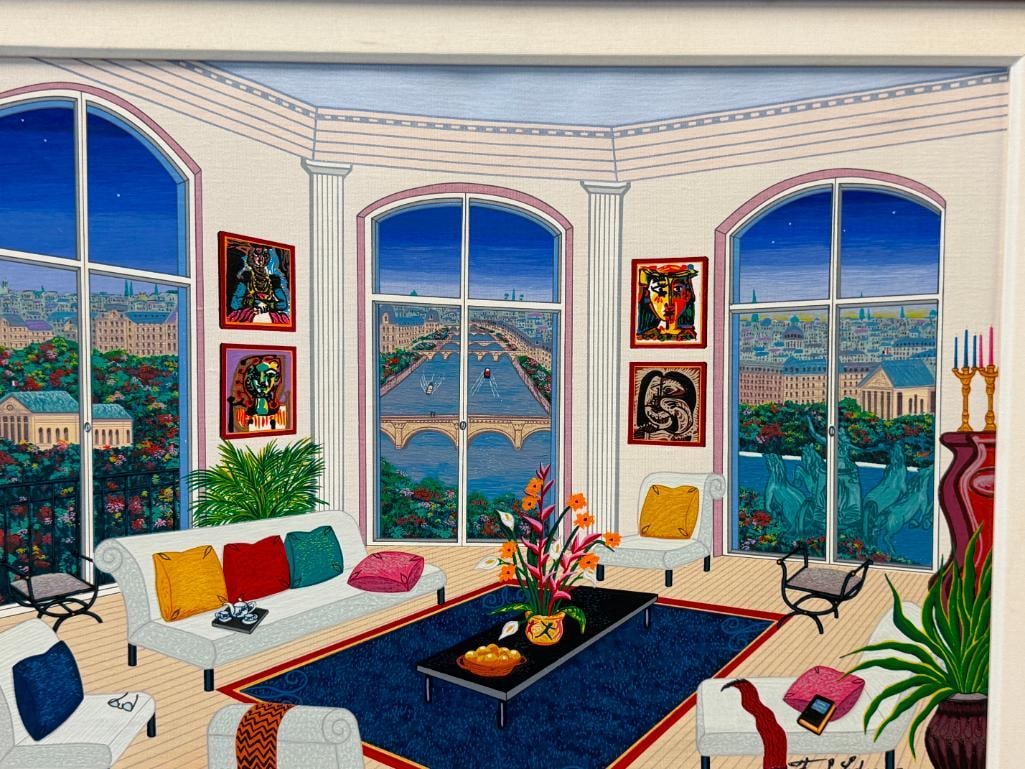FANCH LEDAN FRENCH ARTIST SERIGRAPH ON LINEN TITLED PICASSO IN PARIS 1996 - 2