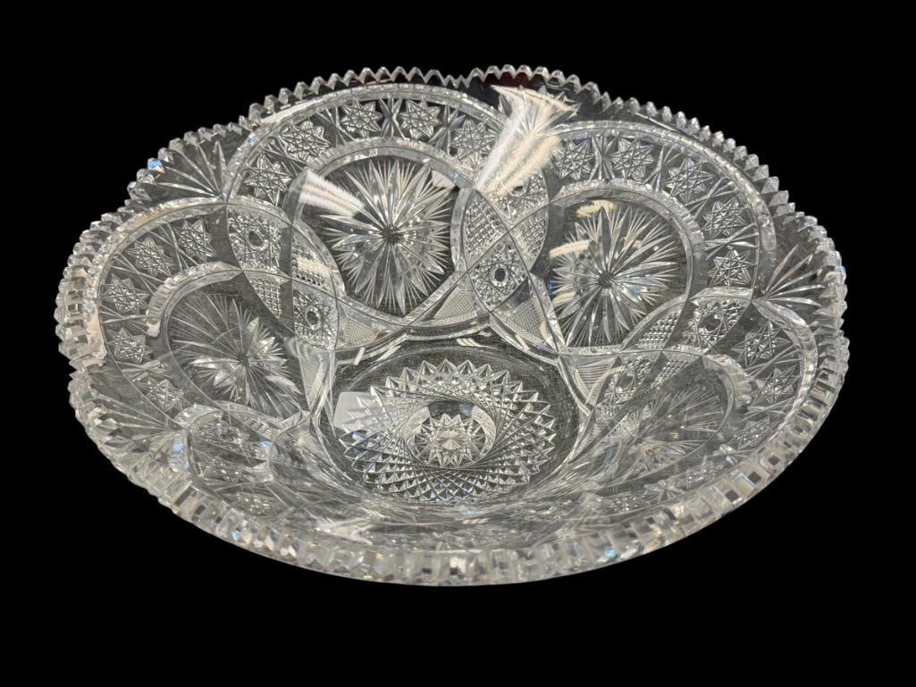 20TH CENTURY AMERICAN BRILLIANT CUT CRYSTAL CONSOLE BOWL HOBSTAR PATTERN (1 of 9)