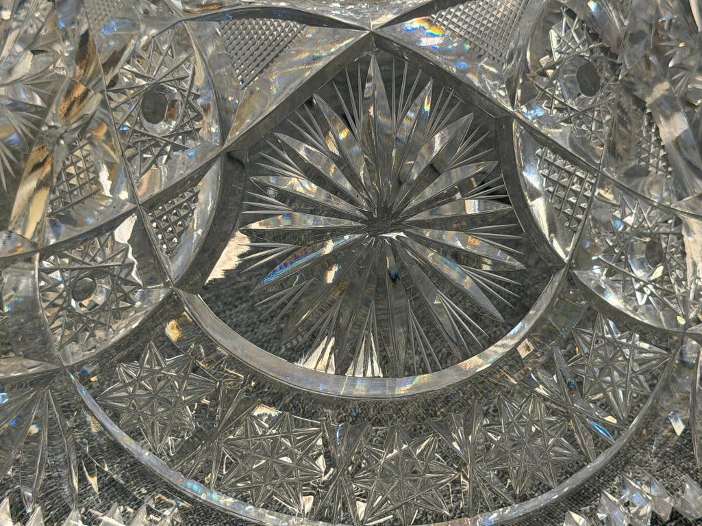20TH CENTURY AMERICAN BRILLIANT CUT CRYSTAL CONSOLE BOWL HOBSTAR PATTERN - 9