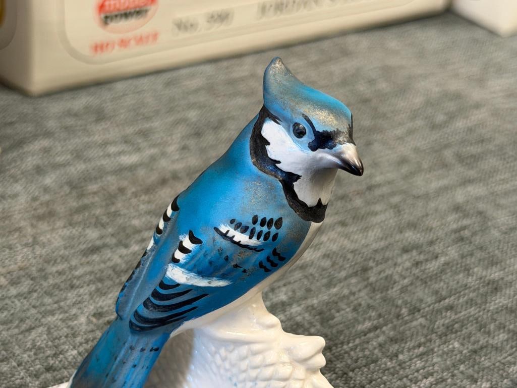 GOEBEL BISQUE PORCELAIN SONG THRUSH BIRD CV115 AND GOEBEL BLUE JAY ON SUNFLOWER 38527 - 7