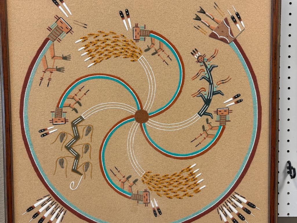 EDWARD CURTIS NATIVE AMERICAN NAVAJO SAND ART PAINTING RAINBOW PEOPLE / FOUR SACRED PLANTS - 2