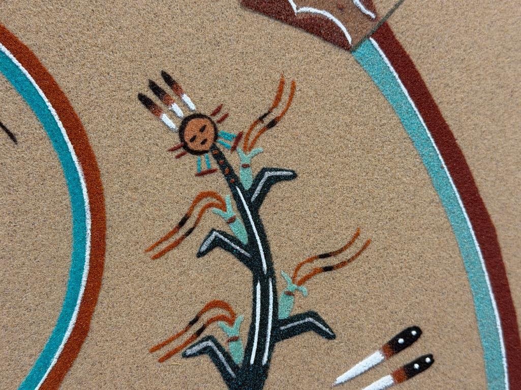 EDWARD CURTIS NATIVE AMERICAN NAVAJO SAND ART PAINTING RAINBOW PEOPLE / FOUR SACRED PLANTS - 5
