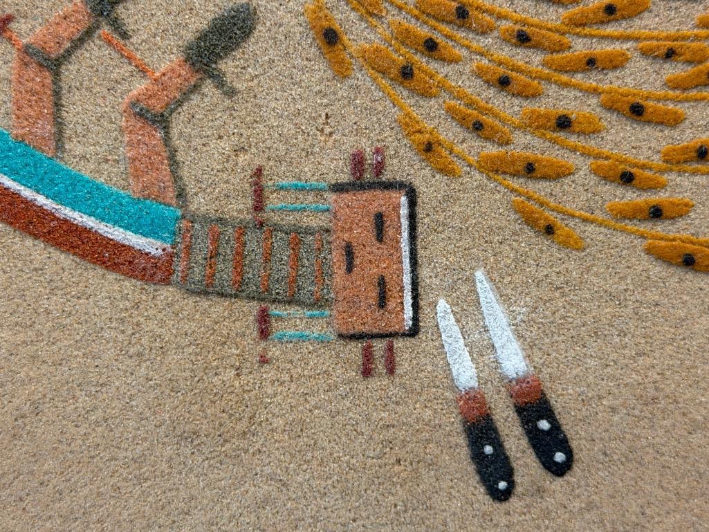 EDWARD CURTIS NATIVE AMERICAN NAVAJO SAND ART PAINTING RAINBOW PEOPLE / FOUR SACRED PLANTS - 6