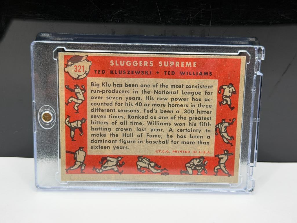 1958 TOPPS #321 TED WILLIAMS TED KLUSZEWSKI SLUGGERS SUPREME BASBEALL CARD - 5