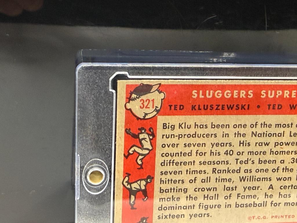1958 TOPPS #321 TED WILLIAMS TED KLUSZEWSKI SLUGGERS SUPREME BASBEALL CARD - 6