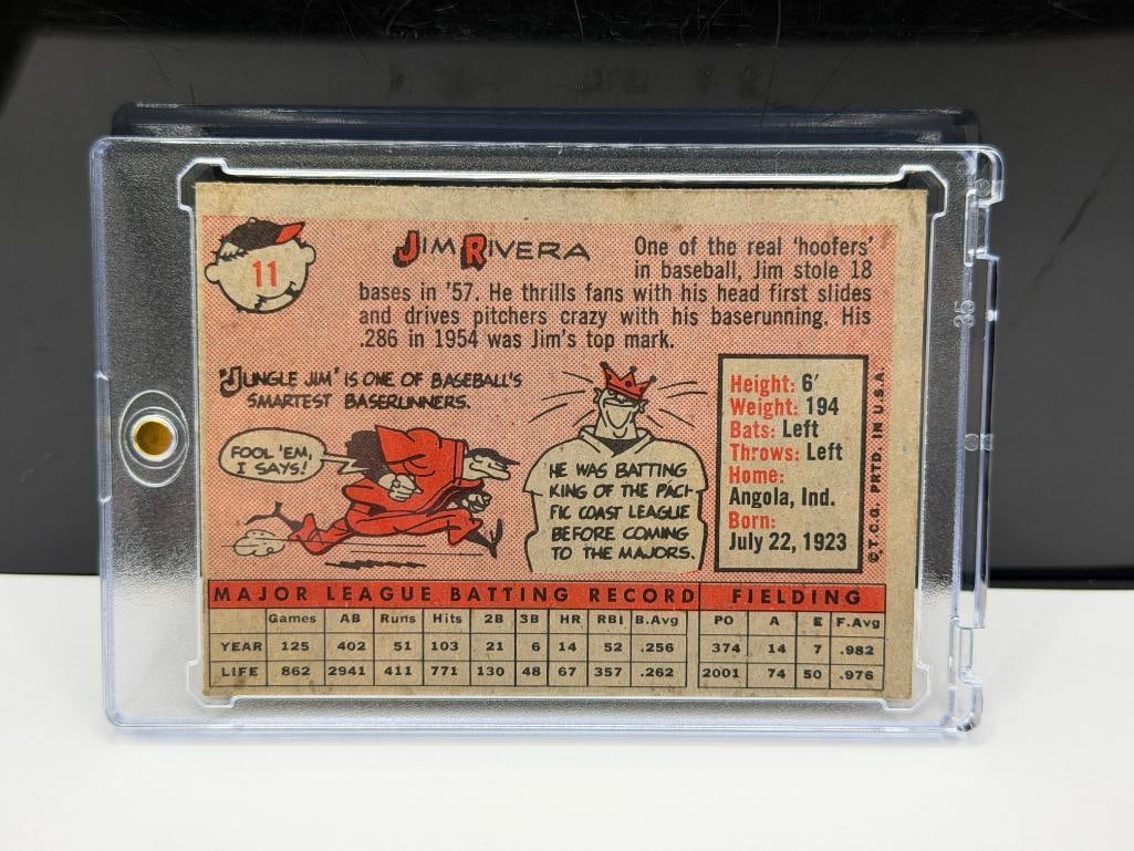 1958 TOPPS #11 JIM RIVERA BASEBALL CARD - 6