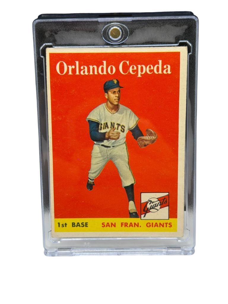 1958 TOPPS #343 ORLANDO CEPEDA BASEBALL CARD: ORLANDO CEPEDA, SAN FRANCISCO GIANTS, HALL OF FAMER, RARE CARD, SEE PHOTOS FOR CONDITION, FROM THE ESTATE OF A LOCAL RENO, NV DOCTOR AT RENOWN WHO RAN BIG LEAGUE SPORTS MEDICINE BASEBALL CAMP FOR