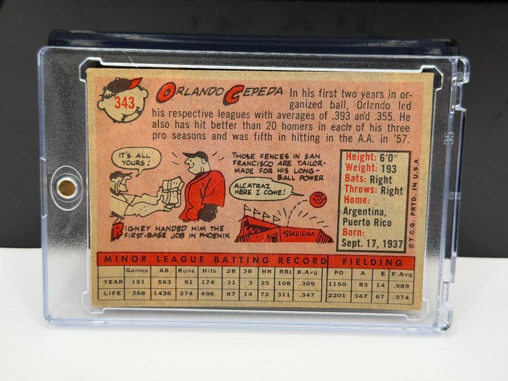 1958 TOPPS #343 ORLANDO CEPEDA BASEBALL CARD - 6