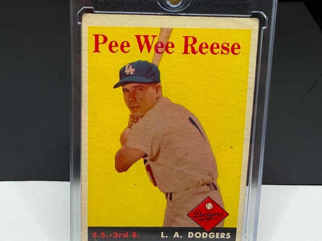 1958 TOPPS #375 PEE WEE REESE BASEBALL CARD - 2