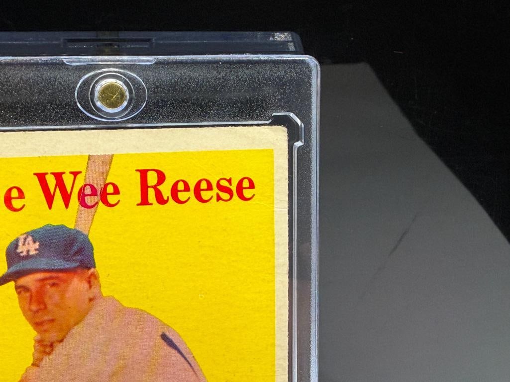 1958 TOPPS #375 PEE WEE REESE BASEBALL CARD - 4