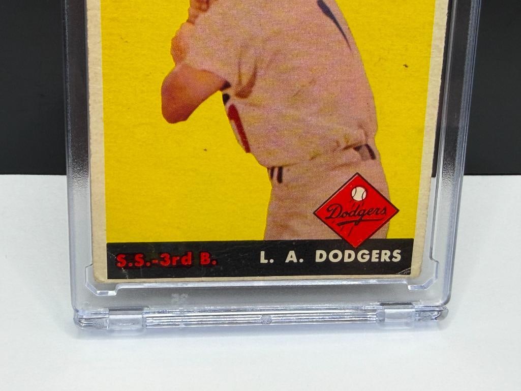 1958 TOPPS #375 PEE WEE REESE BASEBALL CARD - 5