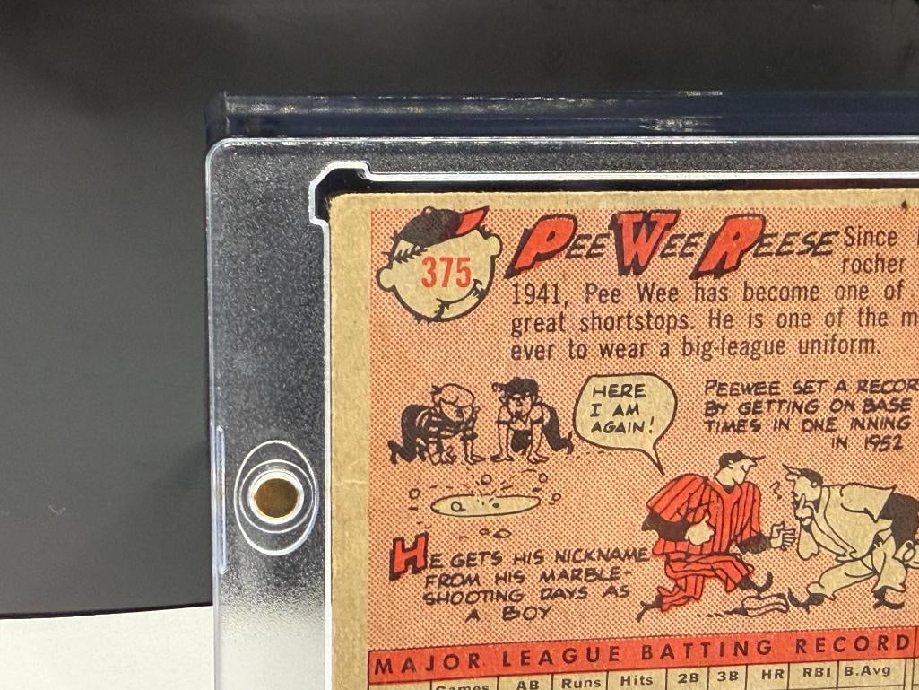 1958 TOPPS #375 PEE WEE REESE BASEBALL CARD - 8