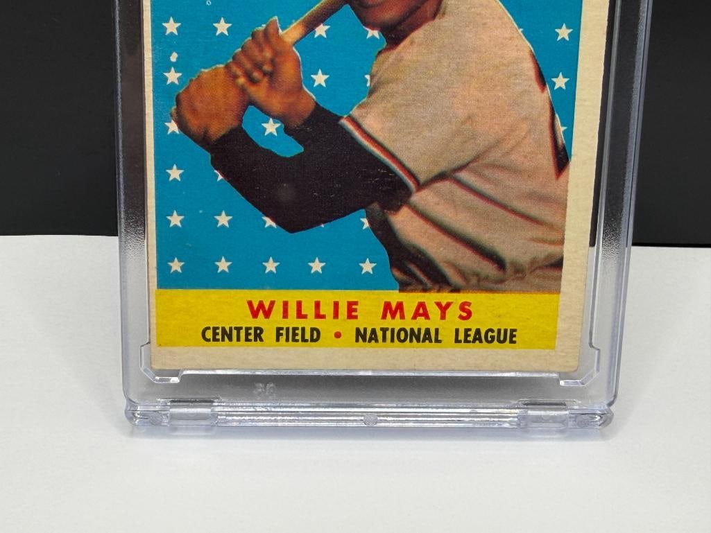 1958 TOPPS #486 WILLIE MAYS SPORT MAGAZINE '58 ALL STAR SELECTION NATIONAL LEAGUE BASEBALL CARD - 3