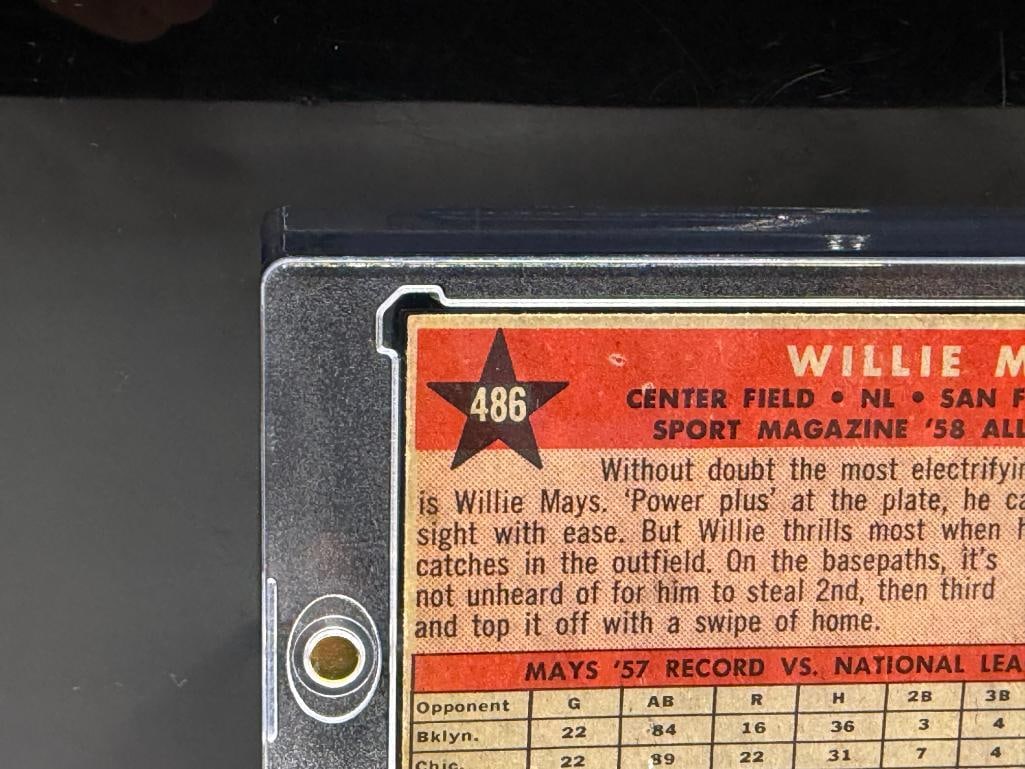 1958 TOPPS #486 WILLIE MAYS SPORT MAGAZINE '58 ALL STAR SELECTION NATIONAL LEAGUE BASEBALL CARD - 7