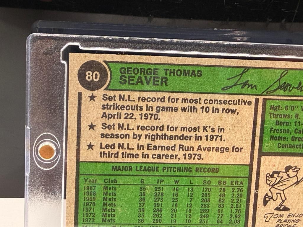 1974 TOPPS #80 TOM SEAVER BASEBALL CARD - 7