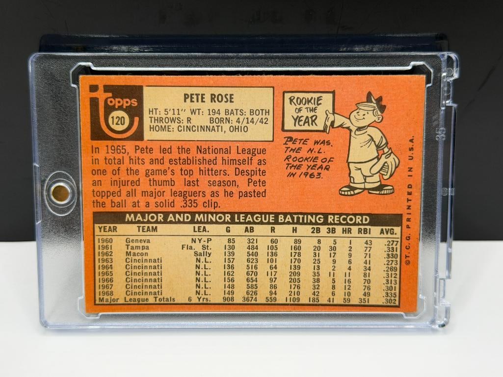 1969 TOPPS #120 PETE ROSE BASEBALL CARD - 7