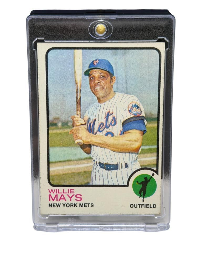 1973 TOPPS #305 WILLIE MAYS BASEBALL CARD: WILLIE HOWARD MAYS, SAN FRANCISCO GIANTS, HALL OF FAMER, RARE CARD, SEE PHOTOS FOR CONDITION, FROM THE ESTATE OF A LOCAL RENO, NV DOCTOR AT RENOWN WHO RAN BIG LEAGUE SPORTS MEDICINE BASEBALL CAMP
