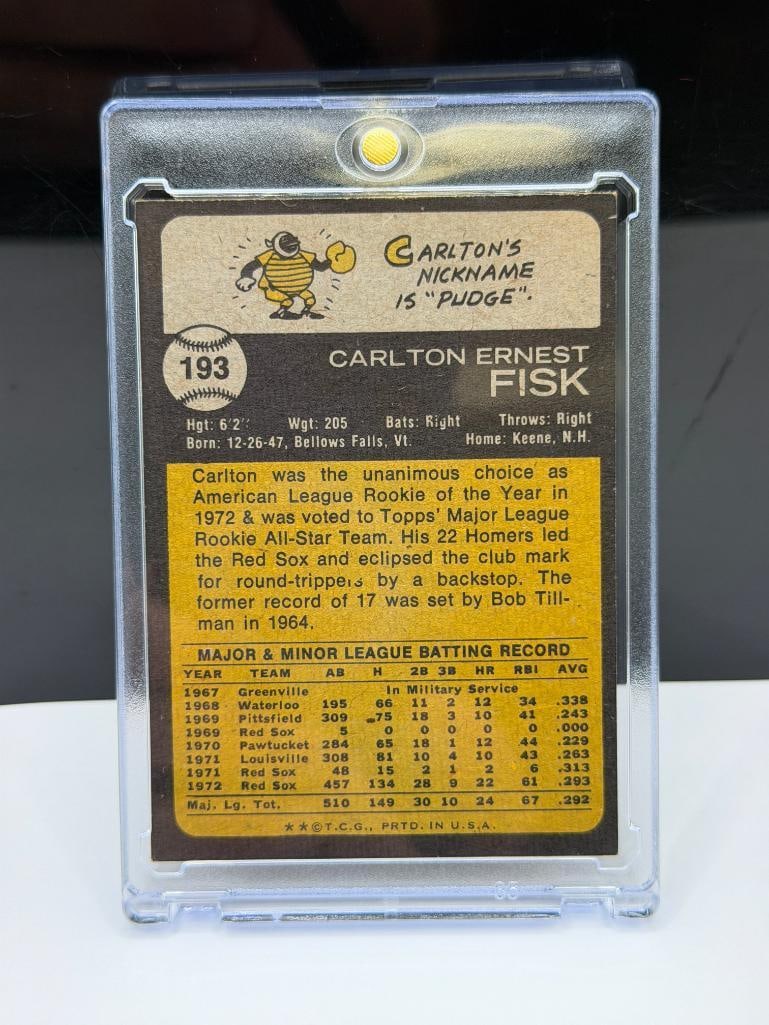 1973 TOPPS #193 CARLTON FISK ALL-STAR ROOKIE BASEBALL CARD - 7