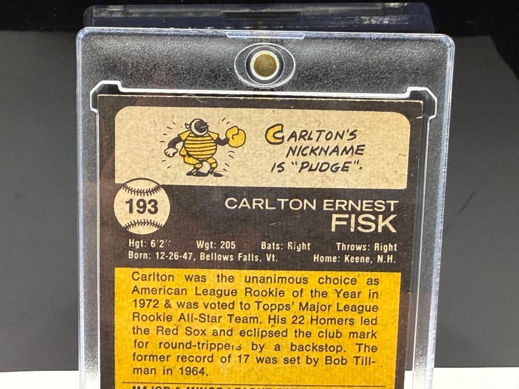 1973 TOPPS #193 CARLTON FISK ALL-STAR ROOKIE BASEBALL CARD - 8