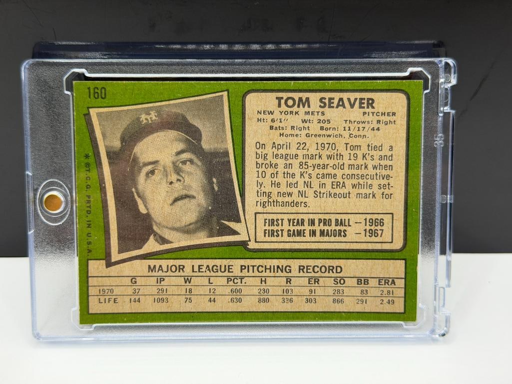 1971 TOPPS #160 TOM SEAVER BASEBALL CARD - 8