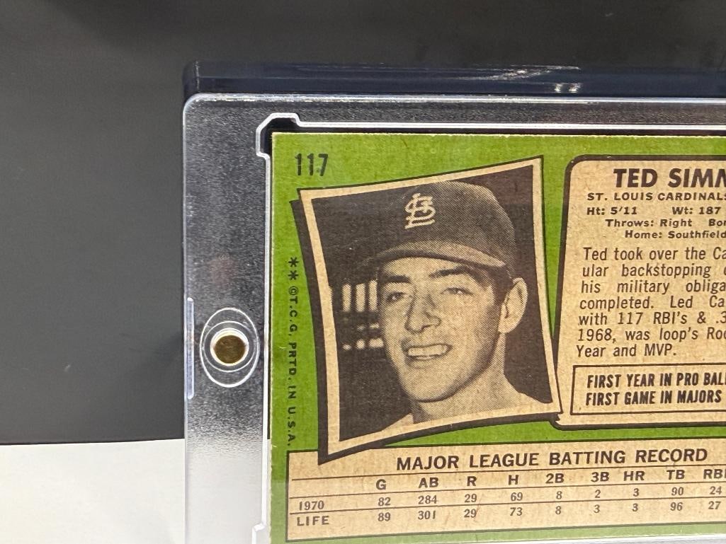 1971 TOPPS #117 TED SIMMONS ROOKIE BASEBALL CARD - 8