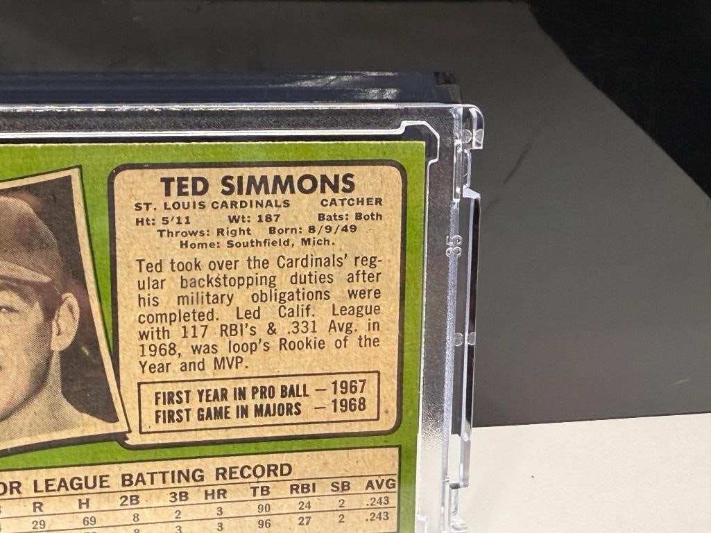 1971 TOPPS #117 TED SIMMONS ROOKIE BASEBALL CARD - 9