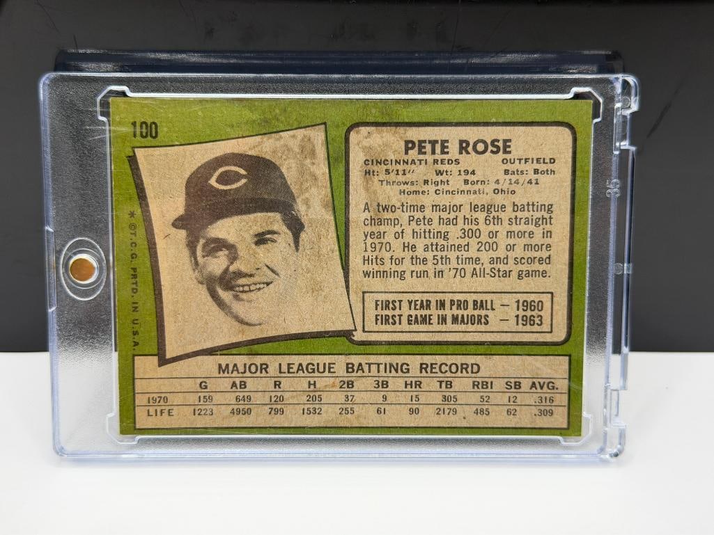 1971 TOPPS #100 PETE ROSE BASEBALL CARD - 6
