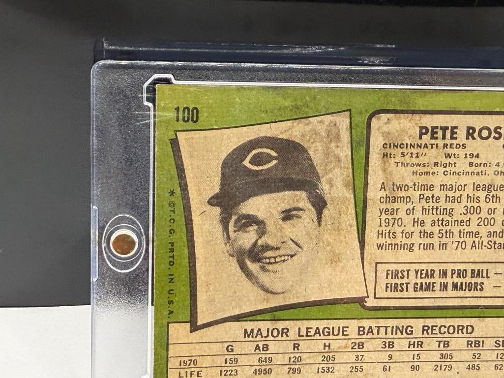 1971 TOPPS #100 PETE ROSE BASEBALL CARD - 7