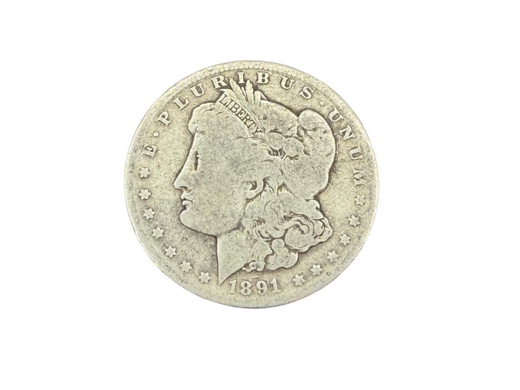 1891-O U.S. MORGAN SILVER DOLLAR: 90% SILVER
