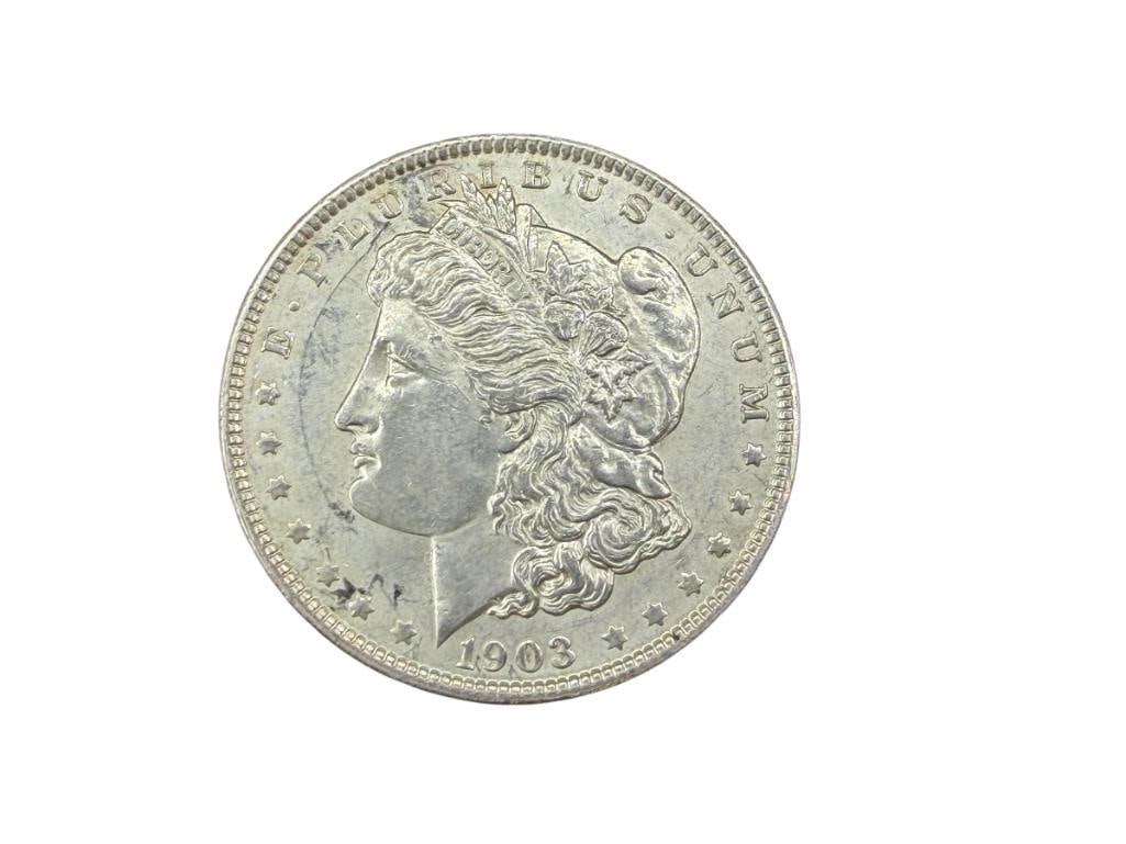 1903 U.S. MORGAN SILVER DOLLAR AU: 90% SILVER