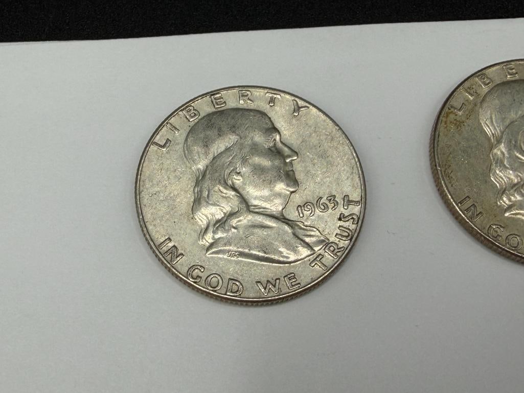 TWO 1963-D U.S. FRANKLIN SILVER HALF DOLLARS - 2