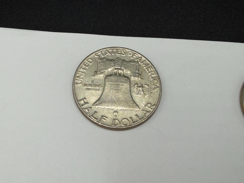 TWO 1963-D U.S. FRANKLIN SILVER HALF DOLLARS - 4